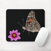 Schmetterling und rosa Blume Mousepad (Mit Mouse)