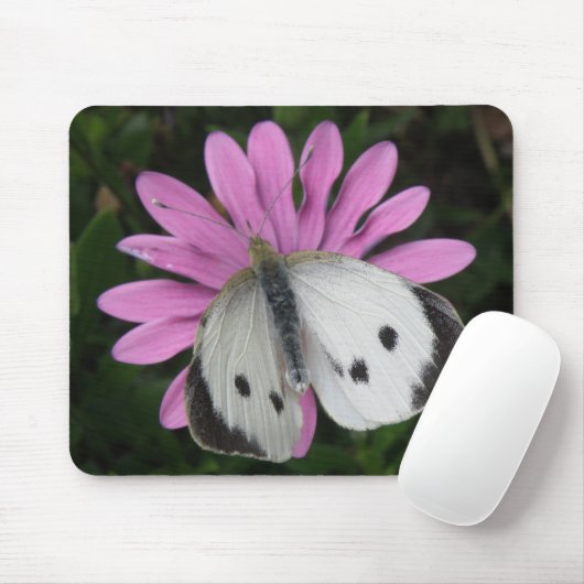 Schmetterling und rosa Blume Mousepad (Mit Mouse)