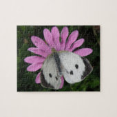 Schmetterling und rosa Blume Puzzle (Horizontal)