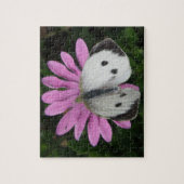 Schmetterling und rosa Blume Puzzle (Vertikal)
