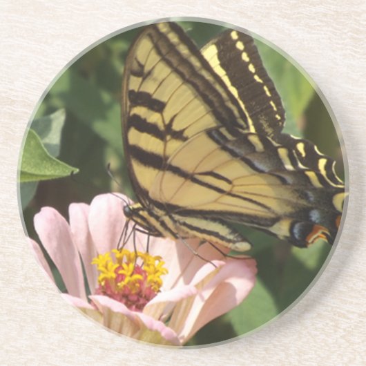 Schmetterling und rosa Blume Untersetzer (Vorne)