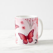 Schmetterling und rosa Blüte Kaffeetasse (VorderseiteRechts)