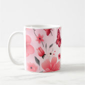 Schmetterling und rosa Blüte Kaffeetasse (Links)