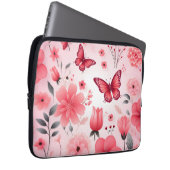 Schmetterling und rosa Blüte Laptopschutzhülle (Vorne Rechts)