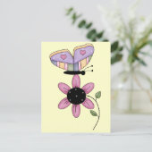 Schmetterling und rosa Daisy Postkarte (Stehend Vorderseite)