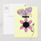 Schmetterling und rosa Daisy Postkarte (Vorne/Hinten)