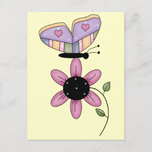 Schmetterling und rosa Daisy Postkarte