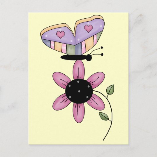 Schmetterling und rosa Daisy Postkarte (Vorderseite)