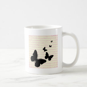 Schmetterling und rosa Notizen Kaffeetasse