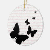 Schmetterling und rosa Notizen Keramikornament (Links)