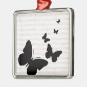 Schmetterling und rosa Notizen Silbernes Ornament (Links)