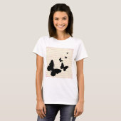 Schmetterling und rosa Notizen T-Shirt (Vorne ganz)