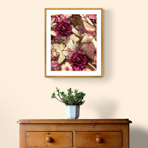 Schmetterling und Rose dekorativ Poster