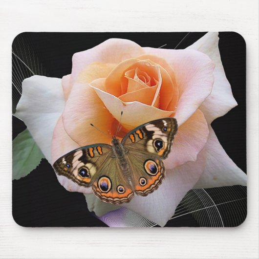 Schmetterling und Rose Mousepad (Vorne)