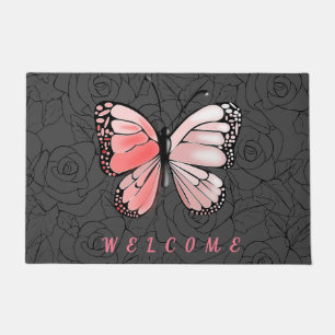 Schmetterling und Rosen Fußmatte - Farbe wählen