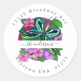 Schmetterling und Rücksendeadresse Umschlag Aufkle Runder Aufkleber