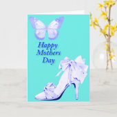 Schmetterling und Schuhe in Blau und Aquamarin Karte (Gelbe Blume)