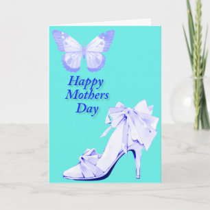 Schmetterling und Schuhe in Blau und Aquamarin Karte