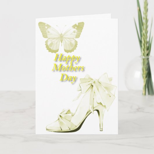 Schmetterling und Schuhe in Gelb Karte (Vorderseite)
