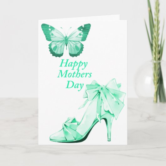 Schmetterling und Schuhe in Grün Karte (Vorderseite)