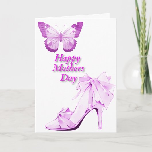 Schmetterling und Schuhe in Rosa Karte (Vorderseite)