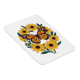 Schmetterling und schwarz-Mit Augen Blume Magnet