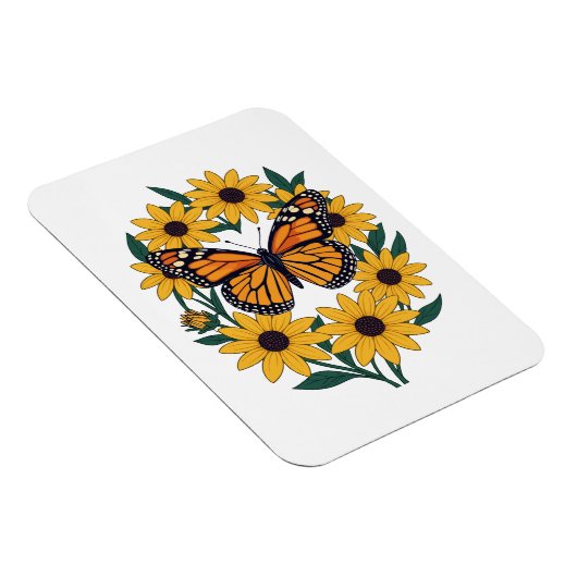 Schmetterling und schwarz-Mit Augen Blume Magnet (Rechte Seite)