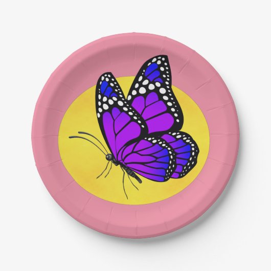 Schmetterling und Sonne für Papierplatte Pappteller (Vorderseite)