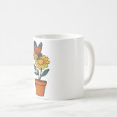 Schmetterling und Sonnenblume Kaffeetasse (VorderseiteRechts)