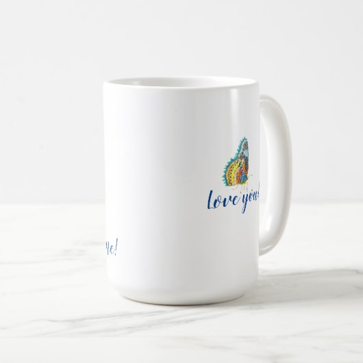 Schmetterling und Sonnenblume Kaffeetasse (VorderseiteRechts)