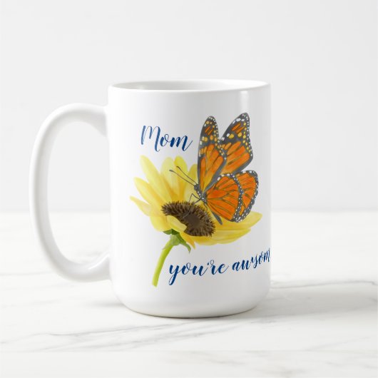 Schmetterling und Sonnenblume Kaffeetasse (Links)
