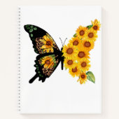 Schmetterling und Sonnenblume mit inspirierendem Z Notizblock (Vorderseite)