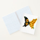 Schmetterling und Sonnenblume mit inspirierendem Z Notizblock (Innenseite)