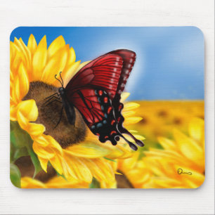 Schmetterling und Sonnenblume Mousepad