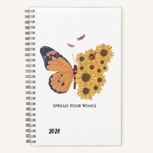 Schmetterling- und Sonnenblumen-Spiralblock Notizblock