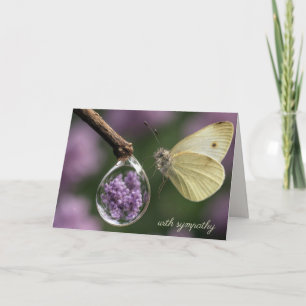 Schmetterling und Tautropfen mit Flieder Karte