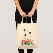 Schmetterling und Tulpen Tragetasche (Vorderseite (Produkt))
