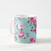 Schmetterling und Vintage Rose Muttertagsgeschenk Kaffeetasse (Vorderseite Links)