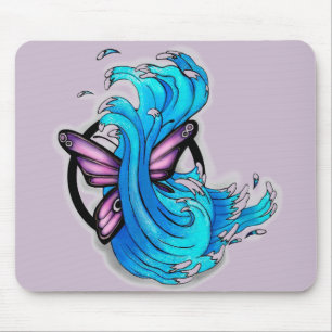 Schmetterling und Wellen Mousepad