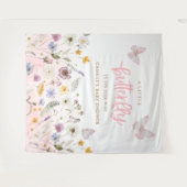 Schmetterling und Wildblume Babydusche Hintergrund Wandteppich (Vorderseite (Horizontal))