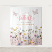 Schmetterling und Wildblume Babydusche Hintergrund Wandteppich (Vorderseite)