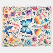 Schmetterling und Wildblume Fleecedecke (Vorderseite (Horizontal))