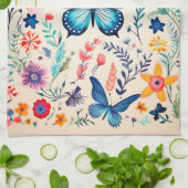 Schmetterling und Wildblume Geschirrtuch (Gefaltet)