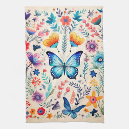 Schmetterling und Wildblume Geschirrtuch