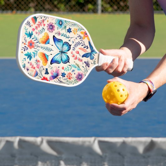 Schmetterling und Wildblume Pickleball Schläger (InSitu)