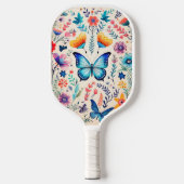 Schmetterling und Wildblume Pickleball Schläger (Vorderseite)