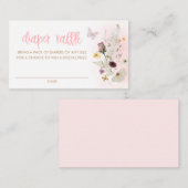 Schmetterling und Wildblume Rosa Windeln Raffel Ti Begleitkarte (Vorne/Hinten)