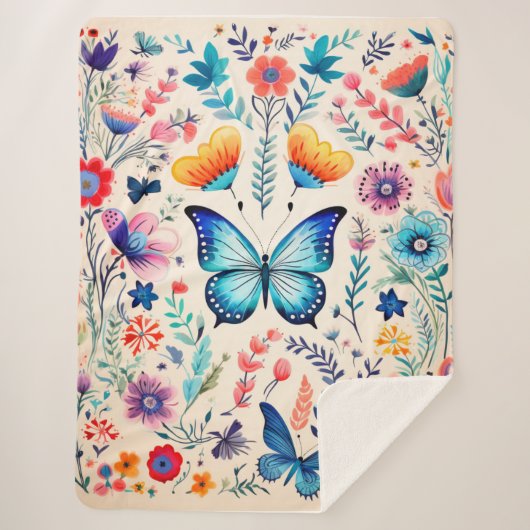 Schmetterling und Wildblume Sherpadecke (Vorderseite)