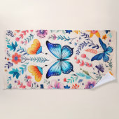 Schmetterling und Wildblume Strandtuch (Vorderseite)