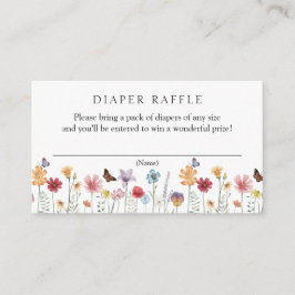 Schmetterling und Wildblume Windeln Raffle Baby Begleitkarte